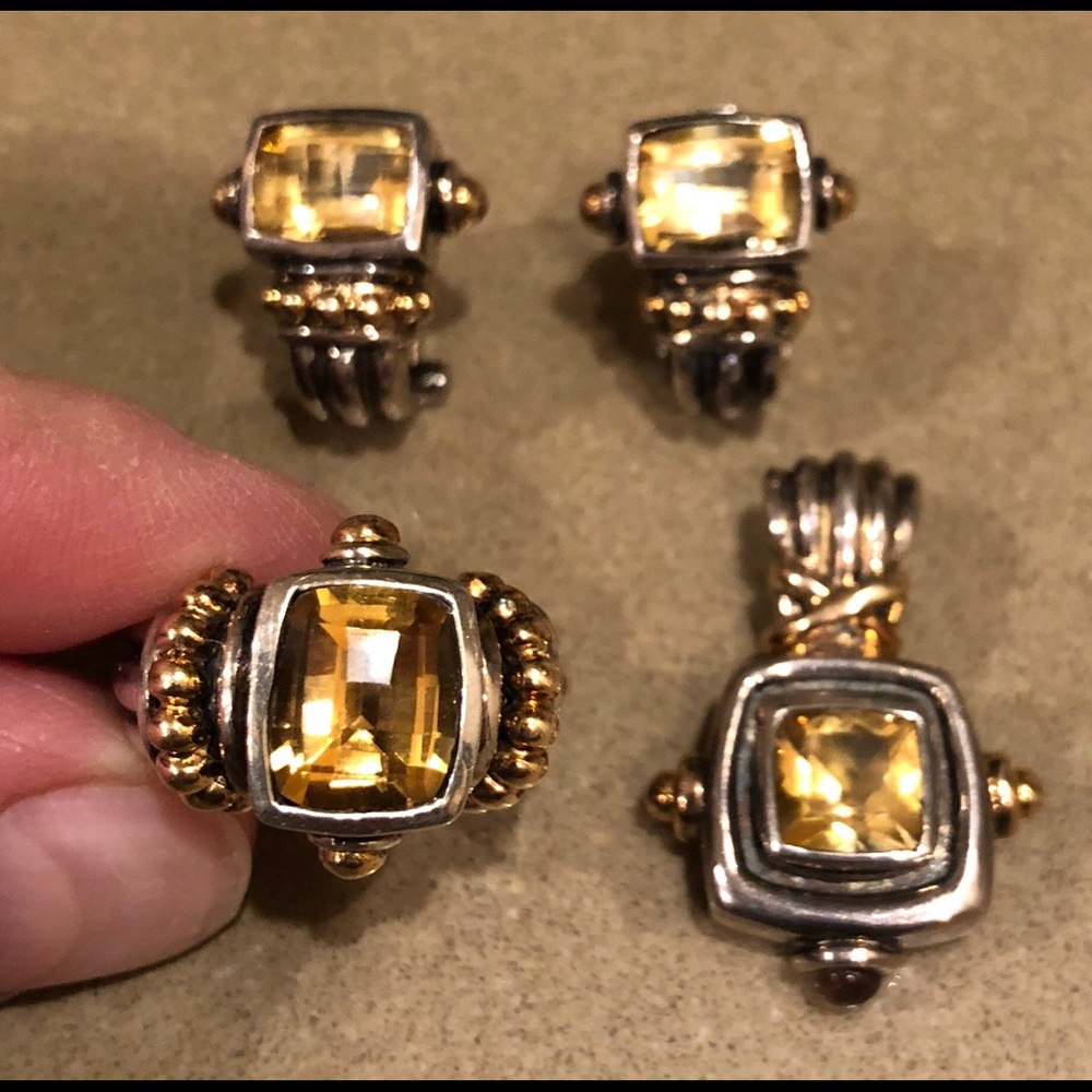 4 pc David Yurman style set-earrings,pendant, ring